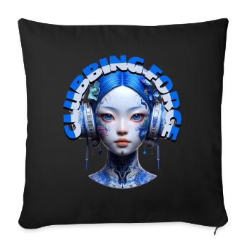CLUBBING FORCE - Cool Woman with Headphones! - Sofa pillowcase 17,3'' x 17,3'' (45 x 45 cm) - black - Front