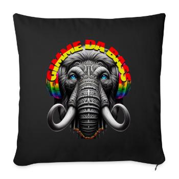 GIMME DA BASS - Cool Mammoth with Headphones! - Sofa pillowcase 17,3'' x 17,3'' (45 x 45 cm) - black - Front