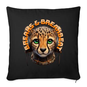 BREAKS & BREAKBEAT - Cute Cheetah with Headphones! - Sofa pillowcase 17,3'' x 17,3'' (45 x 45 cm) - black - Front