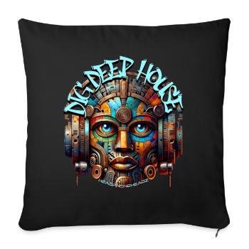 DIG DEEP HOUSE – Cool Statue with Headphones! - Sofa pillowcase 17,3'' x 17,3'' (45 x 45 cm) - black - Front