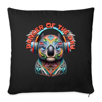 BANGER OF THE DAY – Cute Koala Bear & Headphones! - Sofa pillowcase 17,3'' x 17,3'' (45 x 45 cm) - black - Front