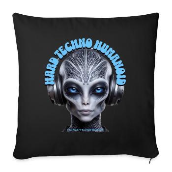 HARD TECHNO HUMANOID – Cool Grey Dude Headphones! - Sofa pillowcase 17,3'' x 17,3'' (45 x 45 cm) - black - Front