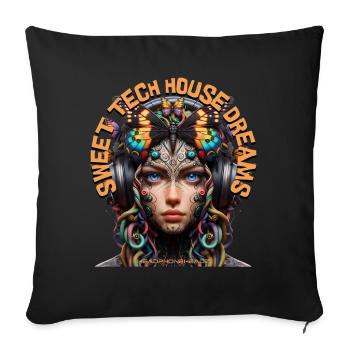 SWEET TECH HOUSE DREAMS – Cool Girl & Headphones! - Sofa pillowcase 17,3'' x 17,3'' (45 x 45 cm) - black - Front
