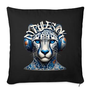 DJ RULES OK - Cool Cheetah with Headphones! - Sofa pillowcase 17,3'' x 17,3'' (45 x 45 cm) - black - Front