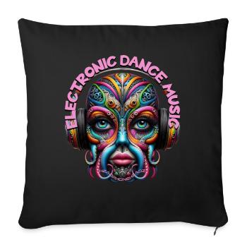ELECTRONIC DANCE MUSIC -Cute Creature & Headphones - Sofa pillowcase 17,3'' x 17,3'' (45 x 45 cm) - black - Front