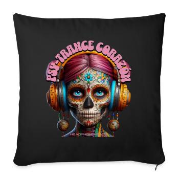 PSY-TRANCE CORAZÓN - Cool Woman with Headphones! - Sofa pillowcase 17,3'' x 17,3'' (45 x 45 cm) - black - Front