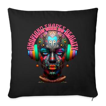 AMAPIANO SHAPES REALITY - Cool Woman & Headphones! - Sofa pillowcase 17,3'' x 17,3'' (45 x 45 cm) - black - Front