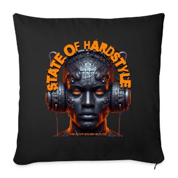 STATE OF HARDSTYLE - Cool Dude with Headphones! - Sofa pillowcase 17,3'' x 17,3'' (45 x 45 cm) - black - Front