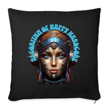 HAPPY HARDCORE - Cool Woman with Headphones! - Sofa pillowcase 17,3'' x 17,3'' (45 x 45 cm) - black - Front
