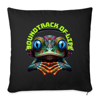 SOUNDTRACK OF LIFE - Cute Frog with Headphones! - Sofa pillowcase 17,3'' x 17,3'' (45 x 45 cm) - black - Front