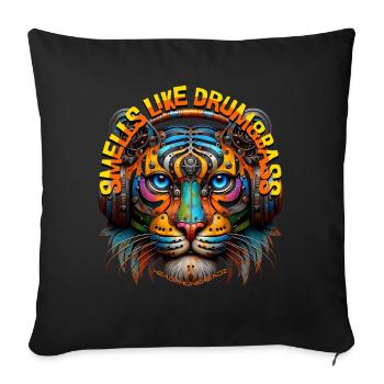SMELLS LIKE DRUM&BASS - Cool Tiger with Headphones - Sofa pillowcase 17,3'' x 17,3'' (45 x 45 cm) - black - Front
