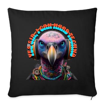 YES SIR I CAN HARD TECHNO - Vulture & Headphones! - Sofa pillowcase 17,3'' x 17,3'' (45 x 45 cm) - black - Front