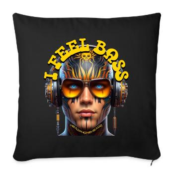 I FEEL BASS - Cool Dude with Headphones! - Sofa pillowcase 17,3'' x 17,3'' (45 x 45 cm) - black - Front