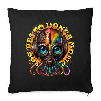 SAY YES TO DANCE MUSIC -Cute Creature & Headphones - Sofa pillowcase 17,3'' x 17,3'' (45 x 45 cm) - black - Front