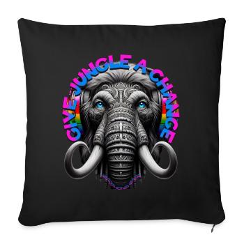GIVE JUNGLE A CHANCE - Cool Mammoth & Headphones! - Sofa pillowcase 17,3'' x 17,3'' (45 x 45 cm) - black - Front