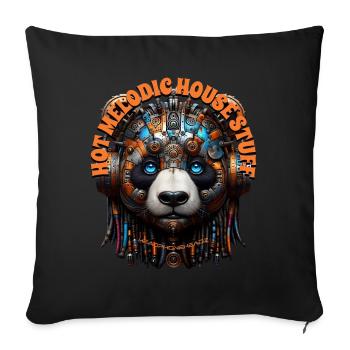HOT MELODIC HOUSE STUFF - Cute Panda & Headphones! - Sofa pillowcase 17,3'' x 17,3'' (45 x 45 cm) - black - Front