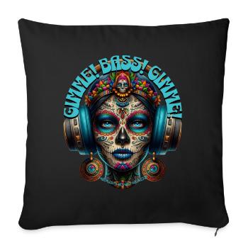 GIMME! BASS! GIMME! - Cool Woman with Headphones! - Sofa pillowcase 17,3'' x 17,3'' (45 x 45 cm) - black - Front