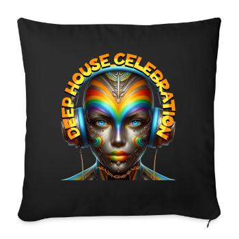 DEEP HOUSE CELEBRATION - Cool Lady with Headphones - Sofa pillowcase 17,3'' x 17,3'' (45 x 45 cm) - black - Front
