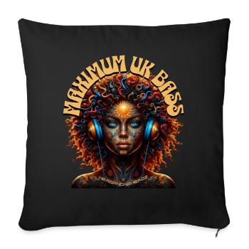 MAXIMUM UK BASS - Cool Woman with Headphones! - Sofa pillowcase 17,3'' x 17,3'' (45 x 45 cm) - black - Front