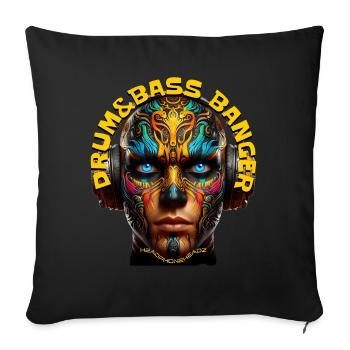 DRUM&BASS BANGER - Cool Dude with Headphones! - Sofa pillowcase 17,3'' x 17,3'' (45 x 45 cm) - black - Front