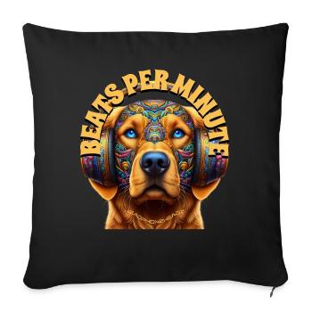 BEATS PER MINUTE - Golden Retriever & Headphones! - Sofa pillowcase 17,3'' x 17,3'' (45 x 45 cm) - black - Front