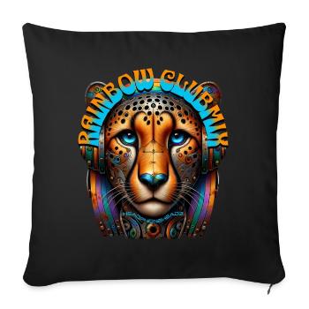 RAINBOW CLUBMIX - Cool Cheetah with Headphones! - Sofa pillowcase 17,3'' x 17,3'' (45 x 45 cm) - black - Front