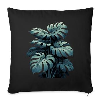 Monstera deliciosa rainforest gift - Sofa pillowcase 17,3'' x 17,3'' (45 x 45 cm) - black - Front