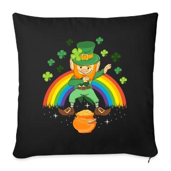Dabbing Leprechaun Pot of Gold Shamrock ST. Patrick's Day - Sofa pillowcase 17,3'' x 17,3'' (45 x 45 cm) - black - Front