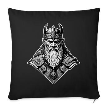 Fier guerrier viking germanique - Housse de coussin décorative 45 x 45 cm - noir - Devant