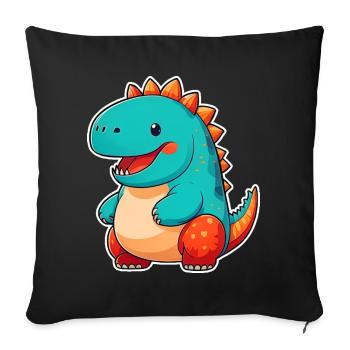 Dinosaure comique mignon - Housse de coussin décorative 45 x 45 cm - noir - Devant