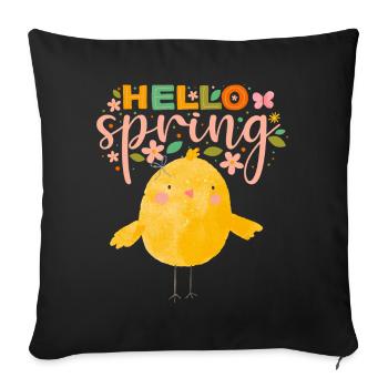 Rêve printanier humoristique au poulet - Housse de coussin décorative 45 x 45 cm - noir - Devant
