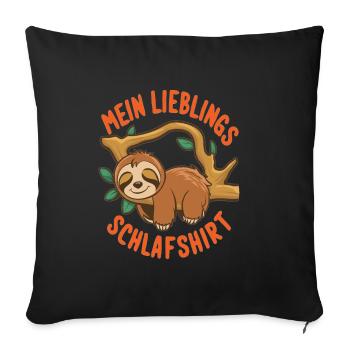 Mein Lieblings Schlafshirt | Faultier T-Shirt - Sofakissenbezug 45 x 45 cm - Schwarz - Vorne