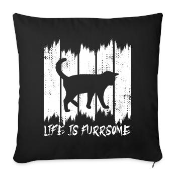 La vie est furreuse - Housse de coussin décorative 45 x 45 cm - noir - Devant