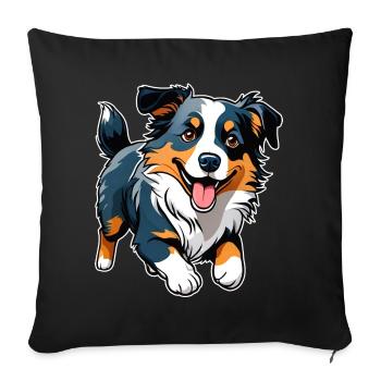 Cute Border Collie Dog - Sofa pillowcase 17,3'' x 17,3'' (45 x 45 cm) - black - Front