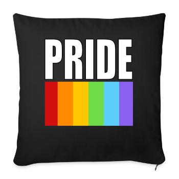 Design épuré du drapeau arc-en-ciel de la fierté avec texte en gras - Housse de coussin décorative 45 x 45 cm - noir - Devant