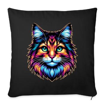 Cat - Sofa pillowcase 17,3'' x 17,3'' (45 x 45 cm) - black - Front