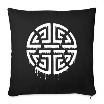 Graffiti eines roten Labyrinths - Sofakissenbezug 45 x 45 cm - Schwarz - Vorne