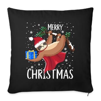 Paresseux Joyeux Noël Flocons de neige - Housse de coussin décorative 45 x 45 cm - noir - Devant