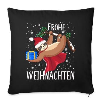 Faultier Frohe Weihnachten Schneeflocken - Sofakissenbezug 45 x 45 cm - Schwarz - Vorne