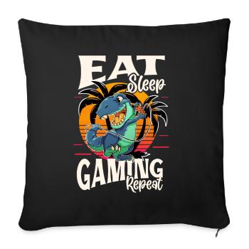 Gamer Gaming Dino Dinosaur T Rex - Sofa pillowcase 17,3'' x 17,3'' (45 x 45 cm) - black - Front
