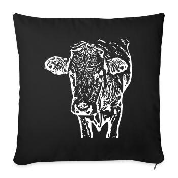 Cow cow head white - Sofa pillowcase 17,3'' x 17,3'' (45 x 45 cm) - black - Front