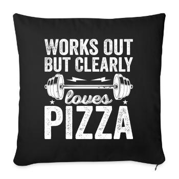 Works Out But Clearly Loves Pizza | I Love Pizza - Housse de coussin décorative 45 x 45 cm - noir - Devant