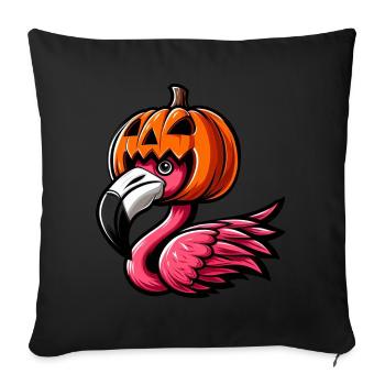 Lustiger Halloween-Kürbis Flamingo Herbst - Sofakissenbezug 45 x 45 cm - Schwarz - Vorne