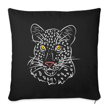 Leopard face illustration in black and white - Sofa pillowcase 17,3'' x 17,3'' (45 x 45 cm) - black - Front