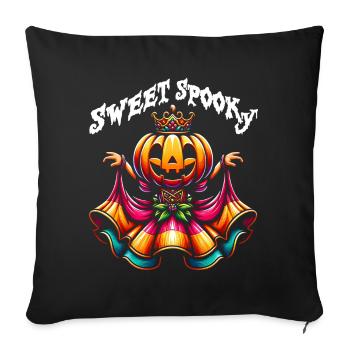 Princesse citrouille d’Halloween avec robe colorée - Housse de coussin décorative 45 x 45 cm - noir - Devant