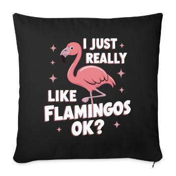 Flamingo Animal Pink - Sofa pillowcase 17,3'' x 17,3'' (45 x 45 cm) - black - Front