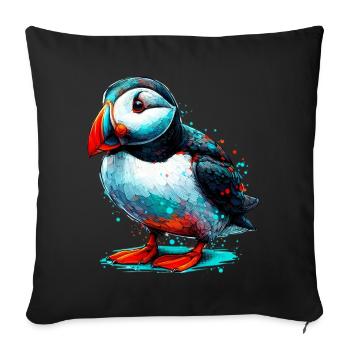 Puffin - Sofa pillowcase 17,3'' x 17,3'' (45 x 45 cm) - black - Front