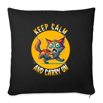 Keep Calm and Carry On - Erschreckte Katze & Weish - Sofa pillowcase 17,3'' x 17,3'' (45 x 45 cm) - black - Front