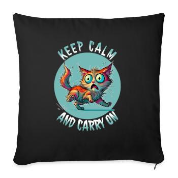 Keep Calm and Carry On - Erschreckte Katze & Weish - Sofa pillowcase 17,3'' x 17,3'' (45 x 45 cm) - black - Front