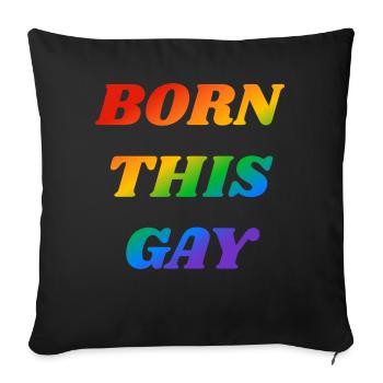 Born this gay rainbow text - Sofa pillowcase 17,3'' x 17,3'' (45 x 45 cm) - black - Front